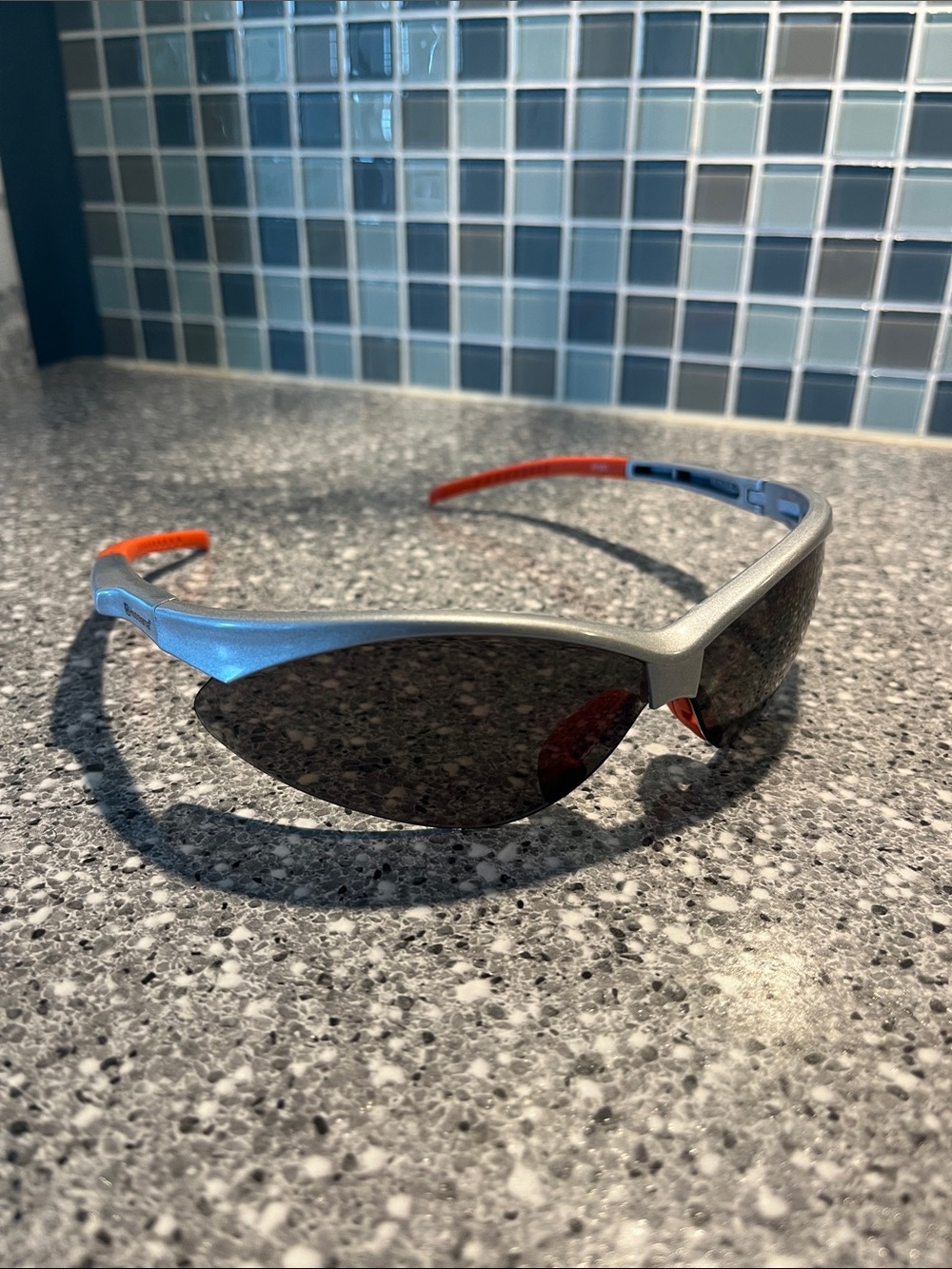 Husqvarna Sport Wrap Sunglasses in Silver Frame with Orange Accents